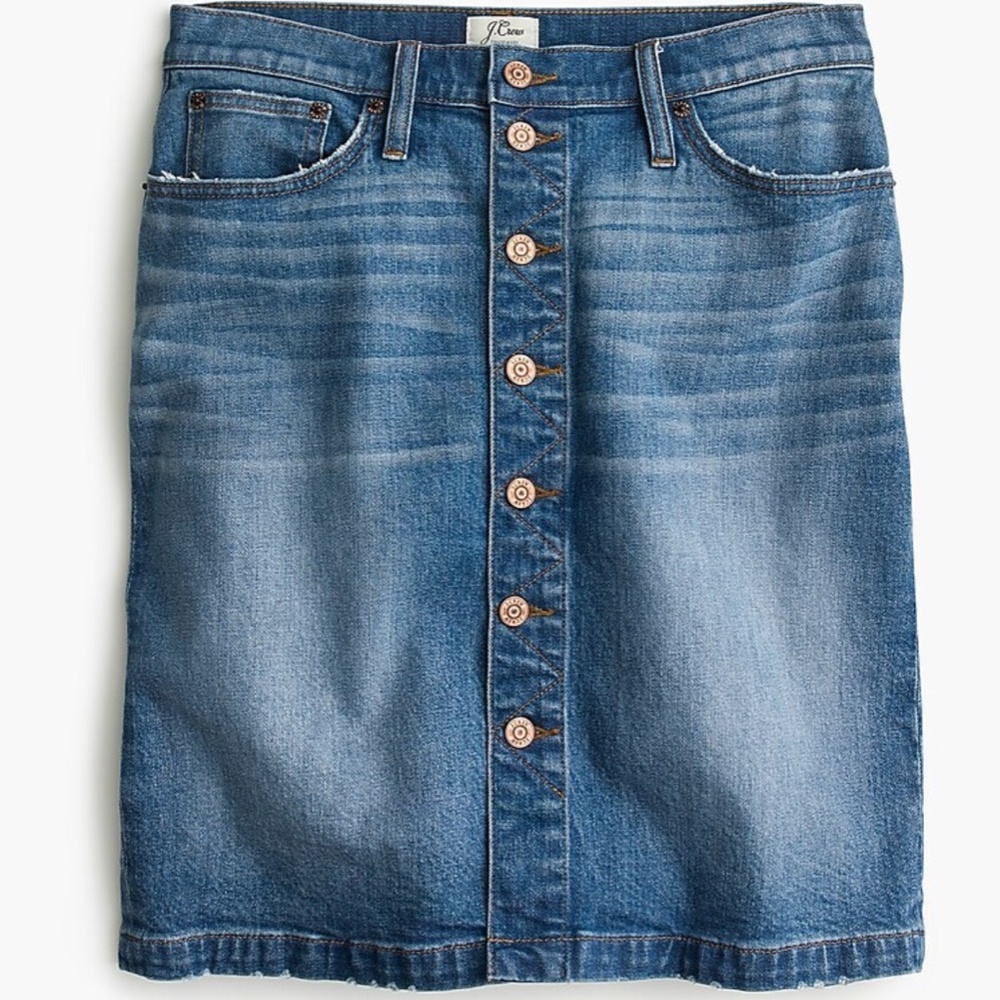 J.Crew Button Front Denim Skirt Sz 25